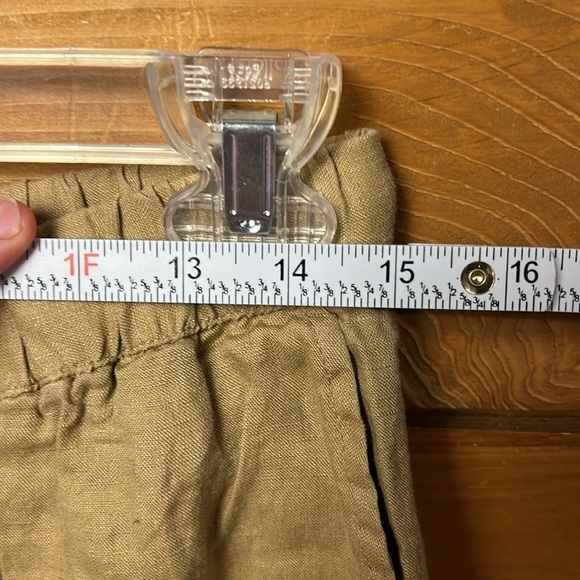 Zara Womens 100% Linen High Rise Wide Leg Pants Khaki tan/brown Md pockets comfy - Picture 2 of 9